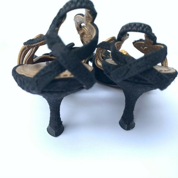 Dolce & Gabbana Kitten Heels Size 36 Black Gold - Picture 5 of 8